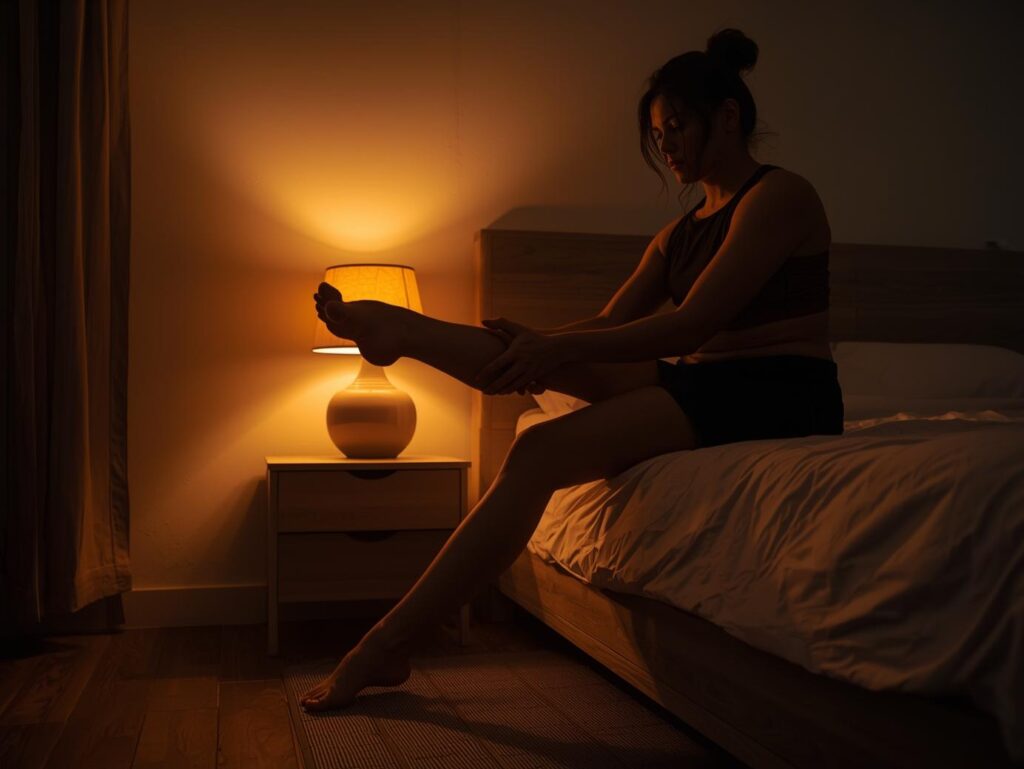 Estiramientos de gemelos antes de dormir para prevenir calambres musculares nocturnos